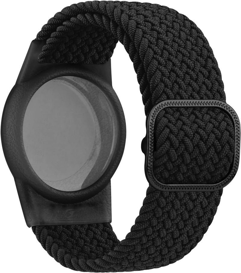 Vanjua Wristband Compatible with Apple AirTag Holder for Kids, Protective Case for Air Tag GPS Tracker Holder with Adjustable Nylon Bracelet Watch Band for Toddler Child (Black) - Image 2